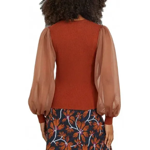 Ulla Johnson Sabrina Pullover Sweater in Redwood S - Picture 2 of 4